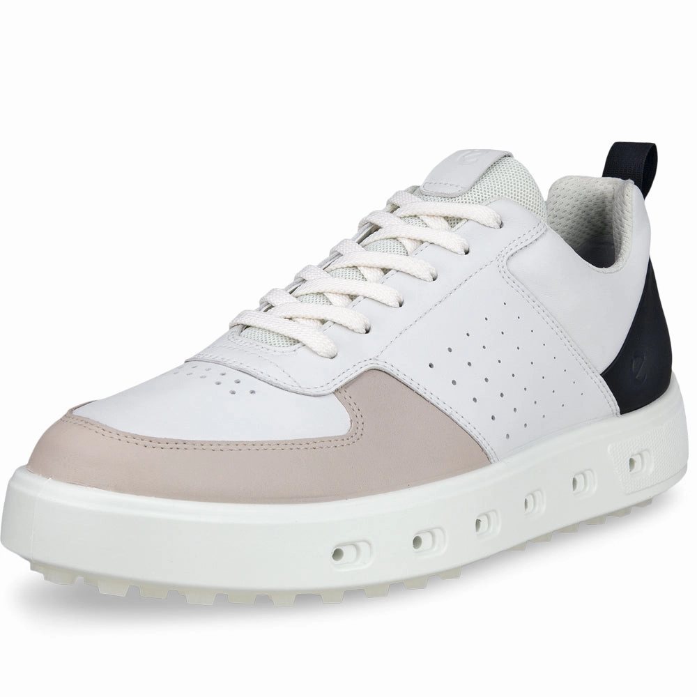 ECCO Street 720 GORE-TEX Spikeless Waterproof Shoes - White/Black/Gravel Golf Course Performance