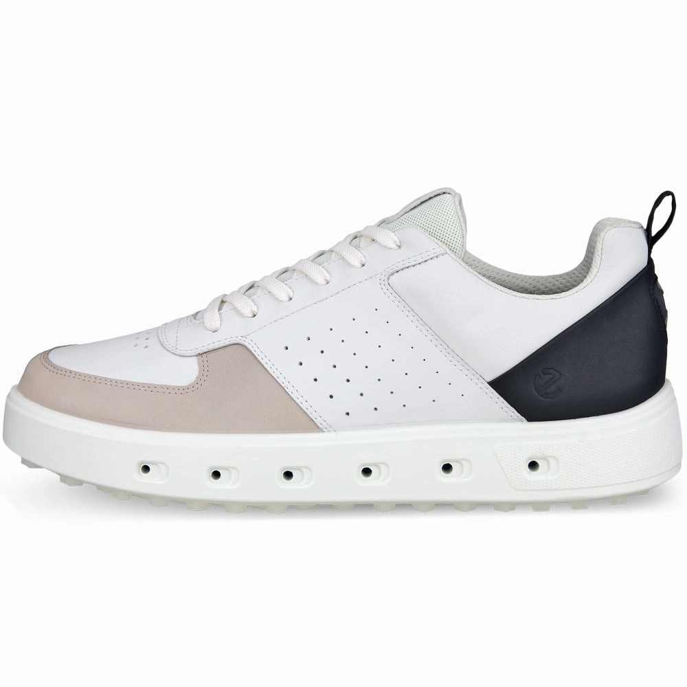ECCO Street 720 GORE-TEX Spikeless Waterproof Shoes - White/Black/Gravel Golf Course Performance
