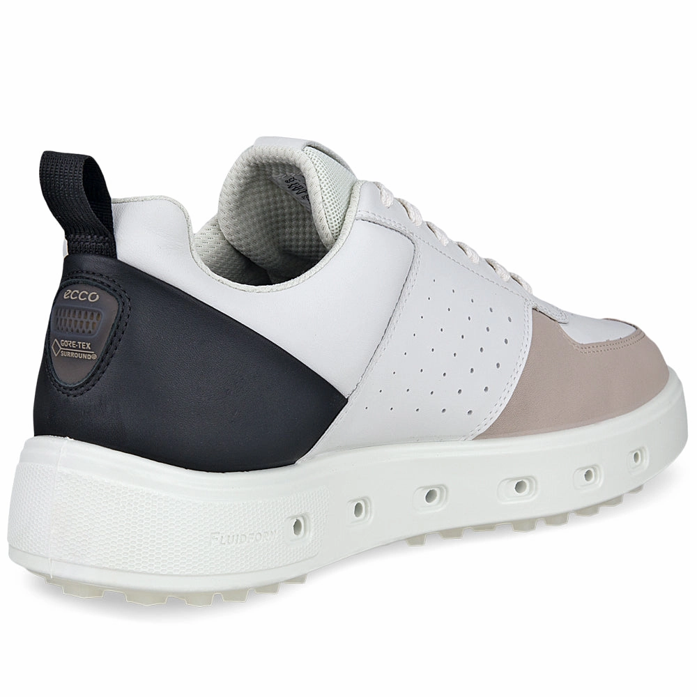 ECCO Street 720 GORE-TEX Spikeless Waterproof Shoes - White/Black/Gravel Golf Course Performance