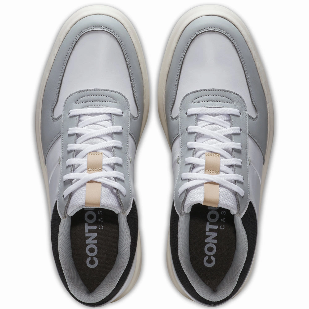FootJoy Contour Casual Spikeless Shoes - White/Grey/Black Pro Golf Traction