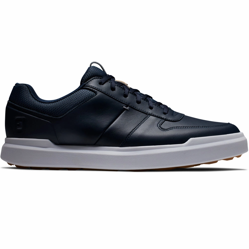FootJoy Contour Casual Spikeless Waterproof Shoes - Navy/White/Tan Footjoy golf footwear