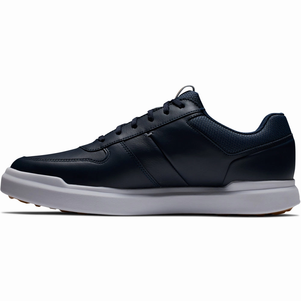 FootJoy Contour Casual Spikeless Waterproof Shoes - Navy/White/Tan Pro Golf Traction