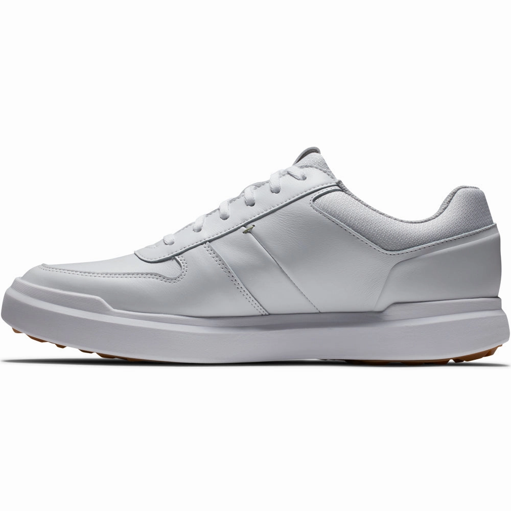 FootJoy Contour Casual Spikeless Waterproof Shoes - White/White/Grey Pro Golf Traction
