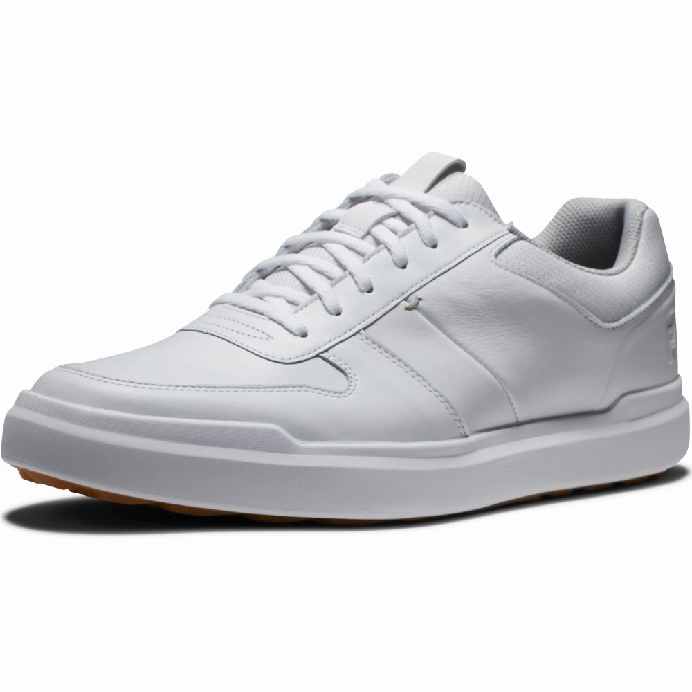 FootJoy Contour Casual Spikeless Waterproof Shoes - White/White/Grey Pro Golf Traction