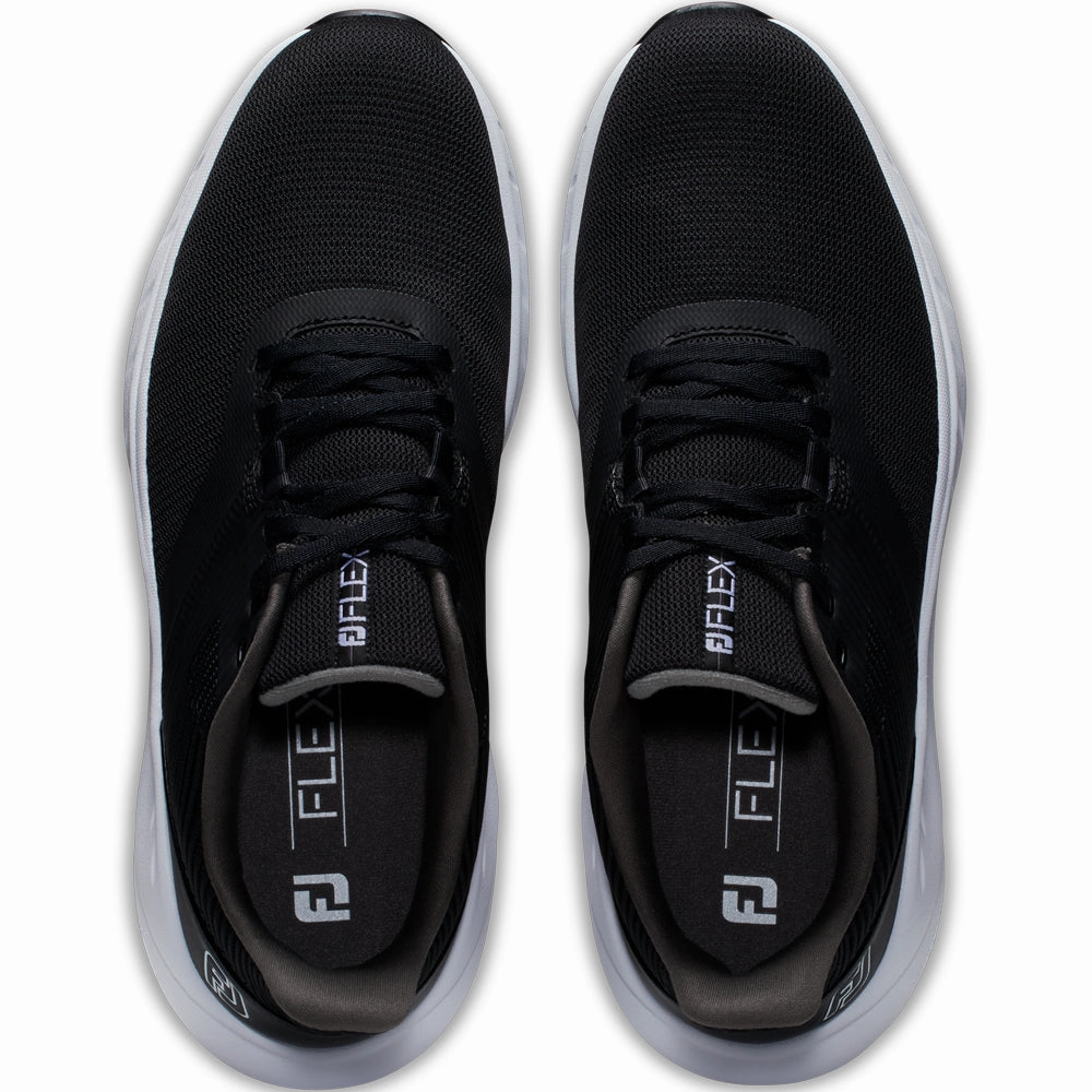 FootJoy Flex Spikeless Shoes - Black/Black/White Pro Golf Traction