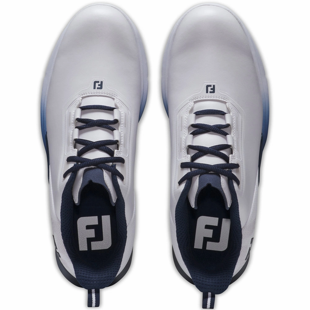 FootJoy Fuel Spikeless Shoes - White/Navy/Blue Pro Golf Traction