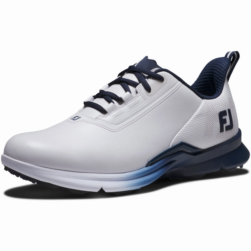 FootJoy Fuel Spikeless Shoes - White/Navy/Blue Pro Golf Traction