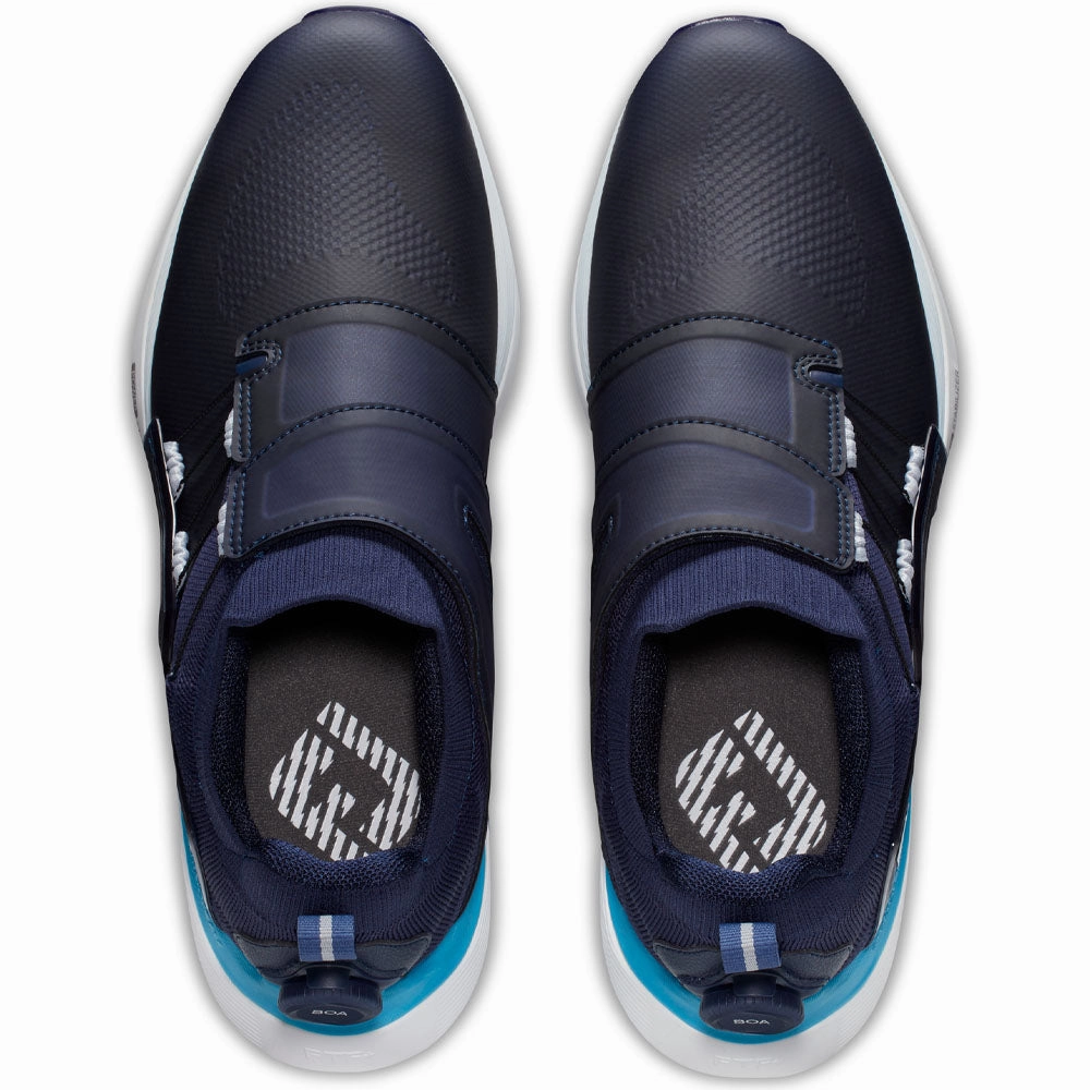 FootJoy Hyperflex BOA Spiked Waterproof Shoes - Navy/Blue/White Pro Golf Traction