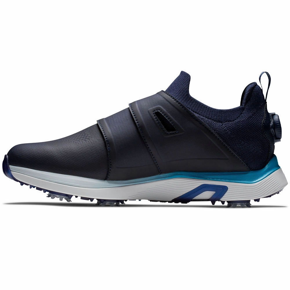 FootJoy Hyperflex BOA Spiked Waterproof Shoes - Navy/Blue/White Pro Golf Traction