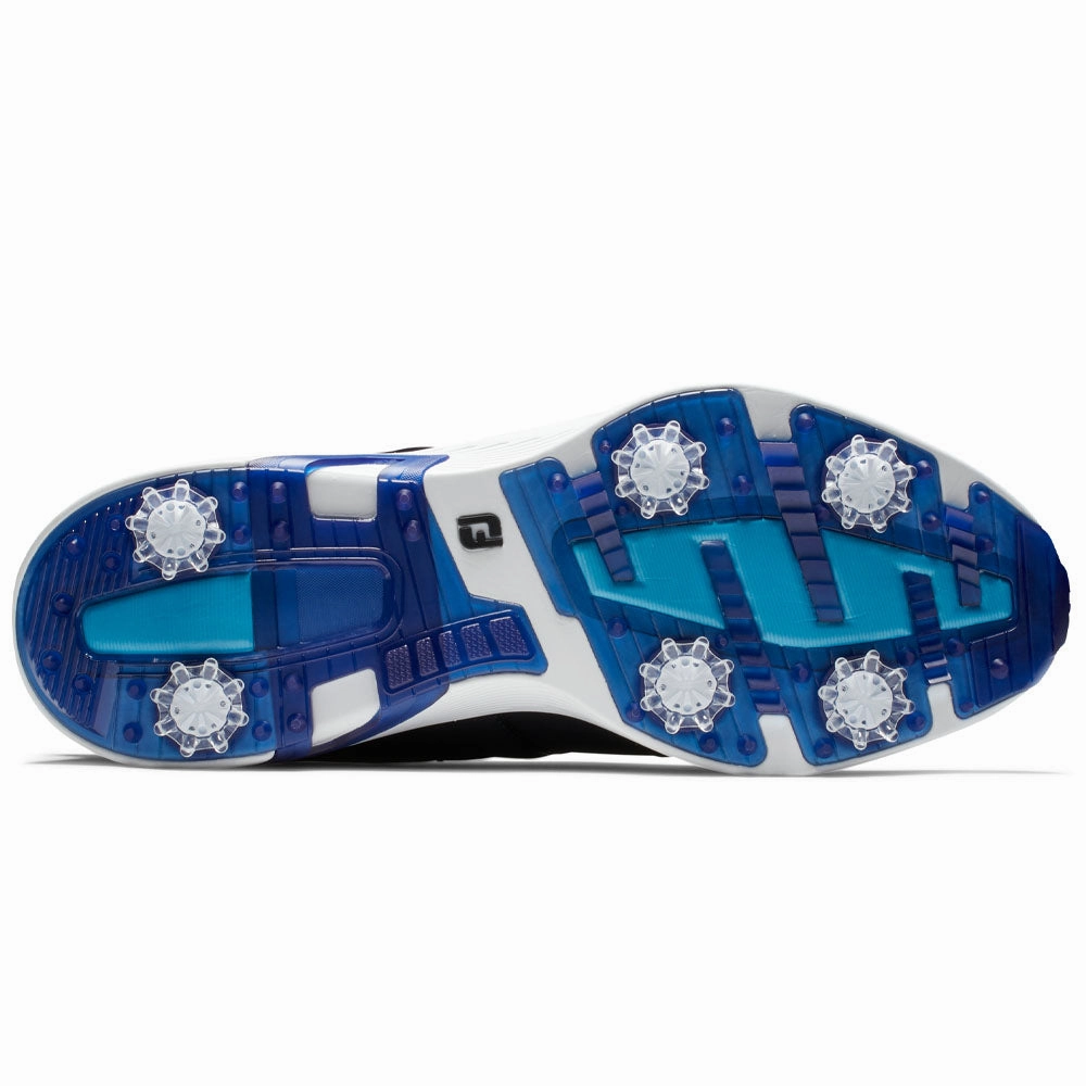 FootJoy Hyperflex BOA Spiked Waterproof Shoes - Navy/Blue/White Pro Golf Traction