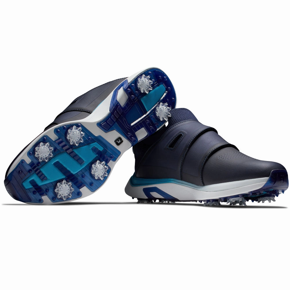 FootJoy Hyperflex BOA Spiked Waterproof Shoes - Navy/Blue/White Pro Golf Traction