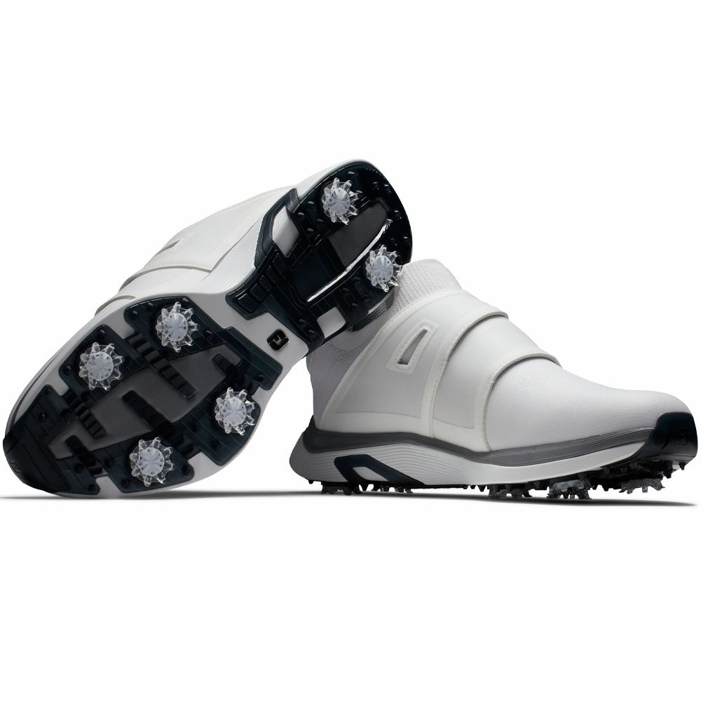 FootJoy Hyperflex BOA Spiked Waterproof Shoes - White/Black Pro Golf Traction