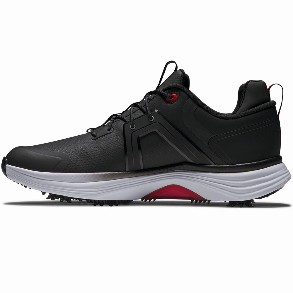 FootJoy Hyperflex Spiked Waterproof Shoes - Black/White/Red Pro Golf Traction