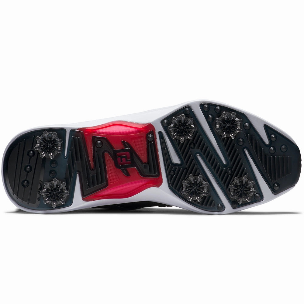FootJoy Hyperflex Spiked Waterproof Shoes - Black/White/Red Pro Golf Traction