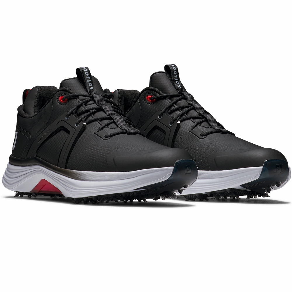 FootJoy Hyperflex Spiked Waterproof Shoes - Black/White/Red Pro Golf Traction
