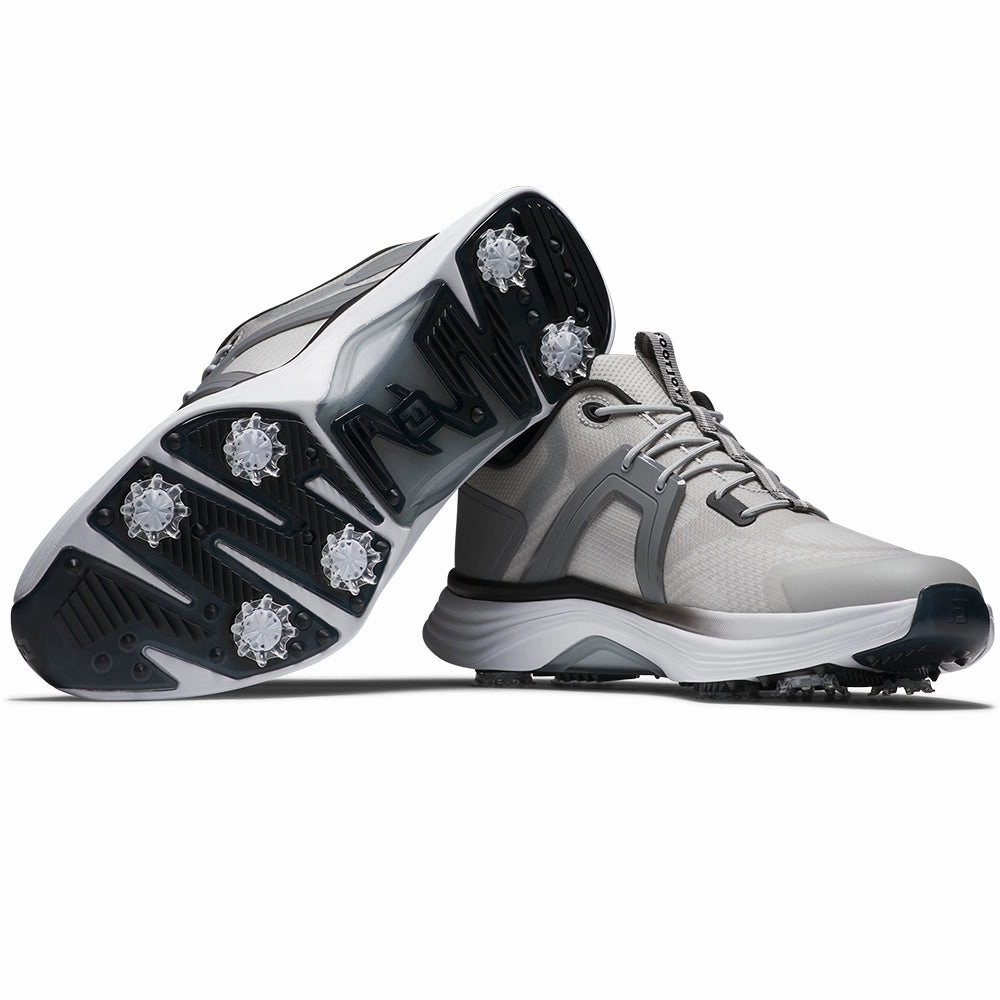 FootJoy Hyperflex Spiked Waterproof Shoes - Grey/White/Charcoal Pro Golf Traction