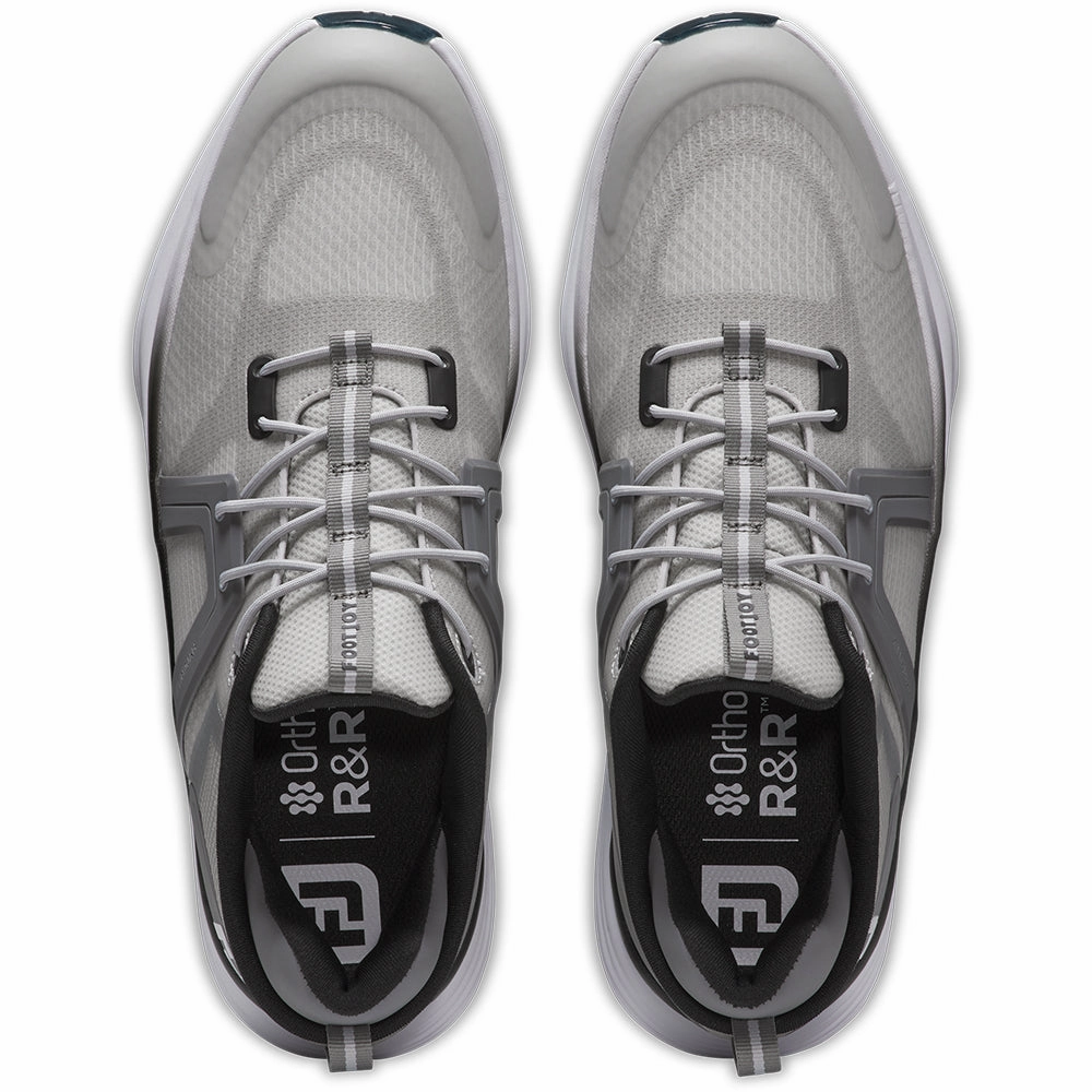 FootJoy Hyperflex Spiked Waterproof Shoes - Grey/White/Charcoal Pro Golf Traction