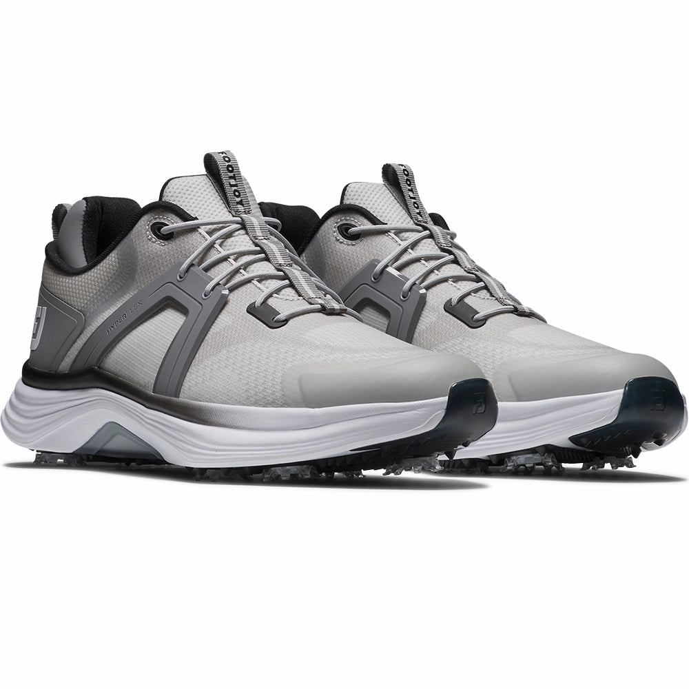 FootJoy Hyperflex Spiked Waterproof Shoes - Grey/White/Charcoal Pro Golf Traction