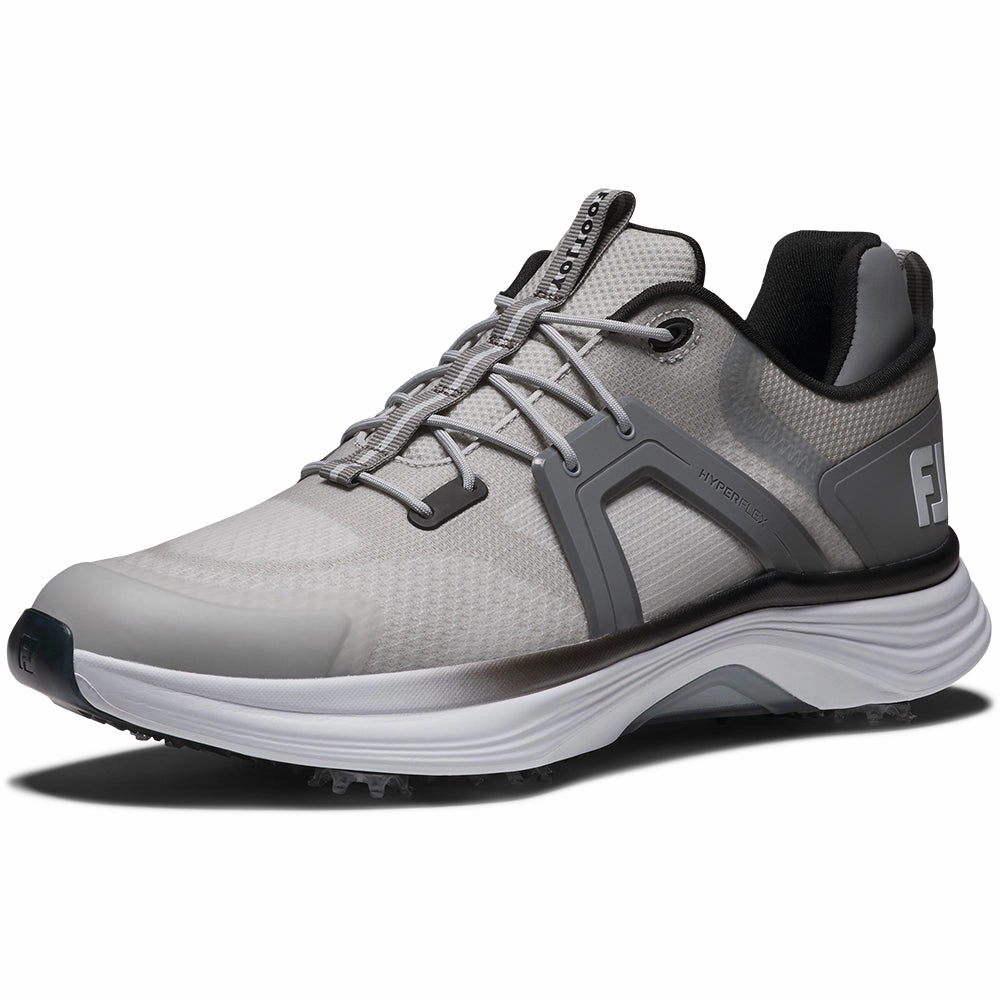 FootJoy Hyperflex Spiked Waterproof Shoes - Grey/White/Charcoal Pro Golf Traction