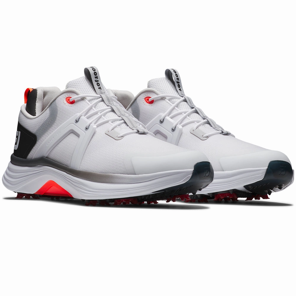 FootJoy Hyperflex Spiked Waterproof Shoes - White/Black/Red Pro Golf Traction