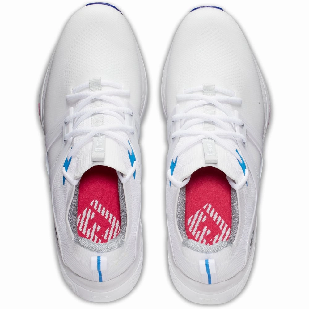 FootJoy Hyperflex Spiked Waterproof Shoes - White/Grey Pro Golf Traction