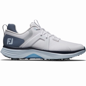FootJoy Hyperflex Spiked Waterproof Shoes - White/Slate/Blue Footjoy golf footwear