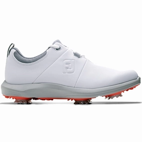 FootJoy Ladies eComfort Spiked Shoes - White/Grey Footjoy golf footwear