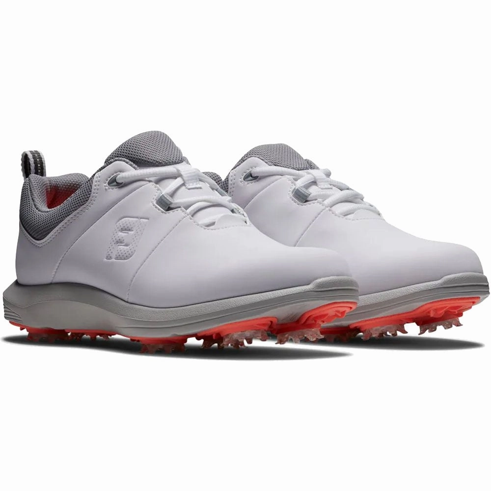 FootJoy Ladies eComfort Spiked Shoes - White/Grey Pro Golf Traction
