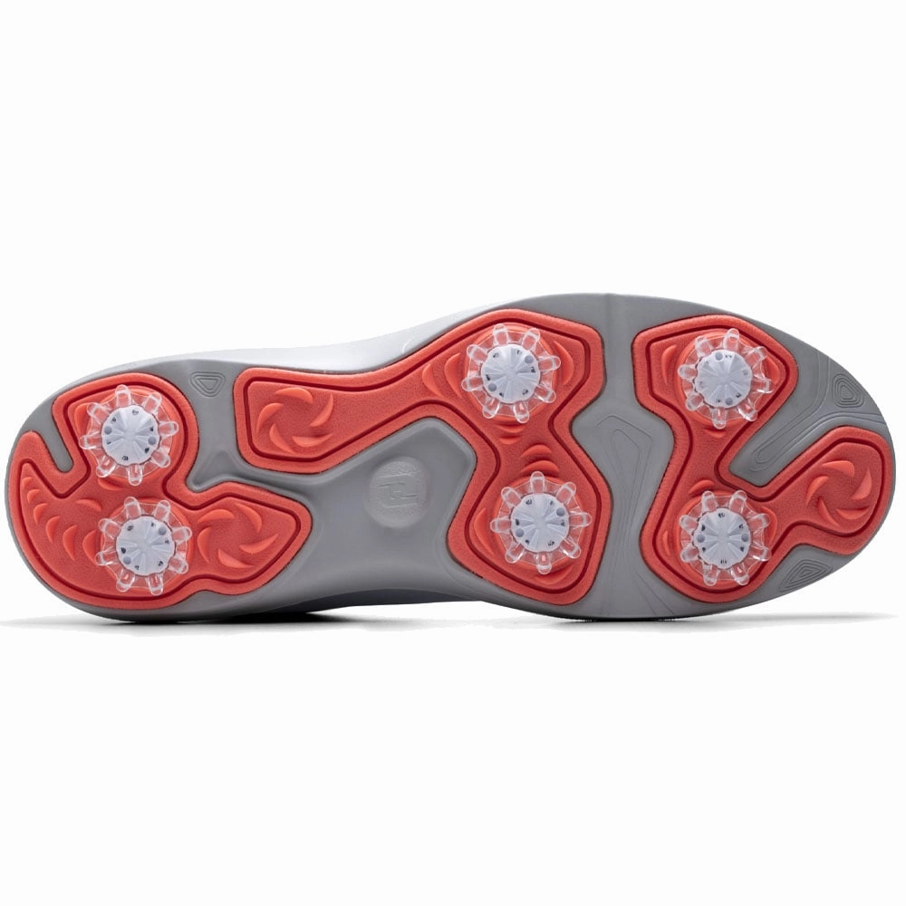 FootJoy Ladies eComfort Spiked Shoes - White/Grey Pro Golf Traction