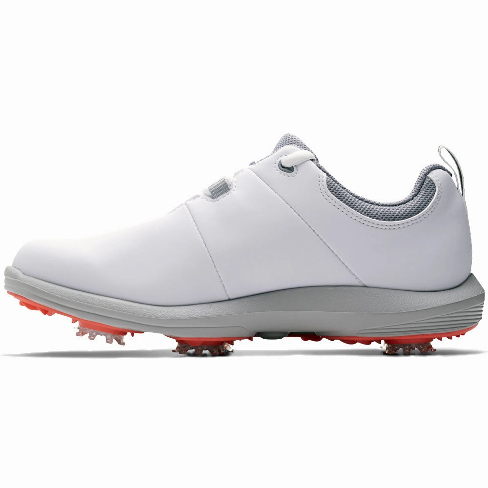 FootJoy Ladies eComfort Spiked Shoes - White/Grey Pro Golf Traction