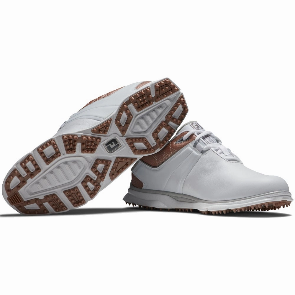 FootJoy Ladies Pro SL Spikeless Shoes - White/Rose Pro Golf Traction