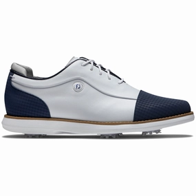 FootJoy Ladies Traditions Spiked Shoes - White/Navy Footjoy golf footwear