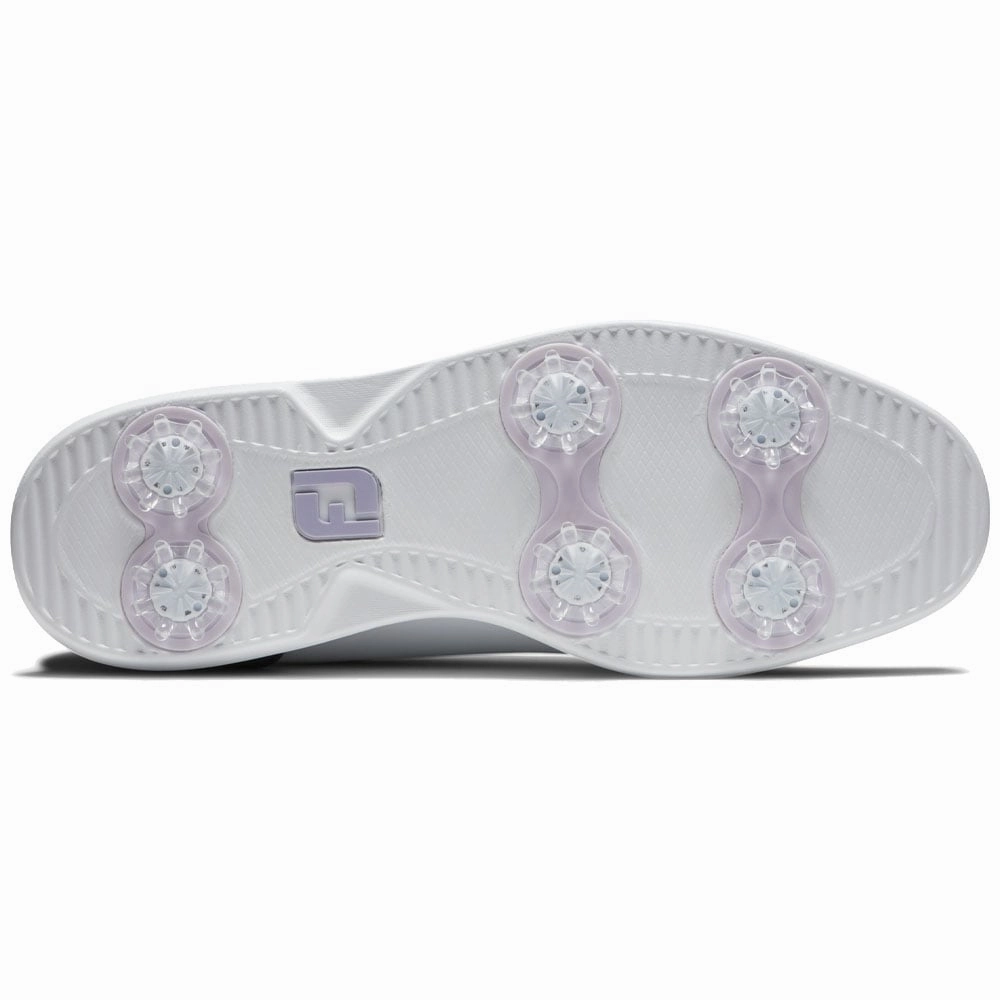 FootJoy Ladies Traditions Spiked Shoes - White/Navy Pro Golf Traction