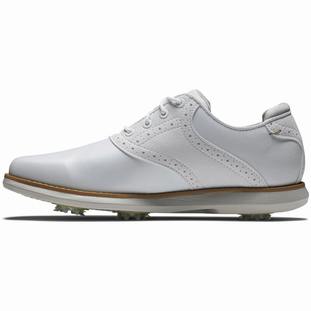 FootJoy Ladies Traditions Spiked Shoes - White Pro Golf Traction