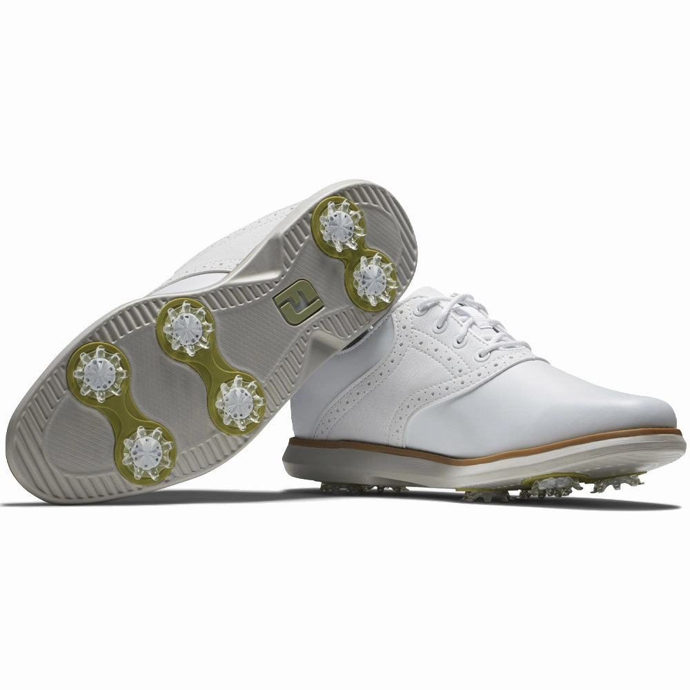 FootJoy Ladies Traditions Spiked Shoes - White Pro Golf Traction