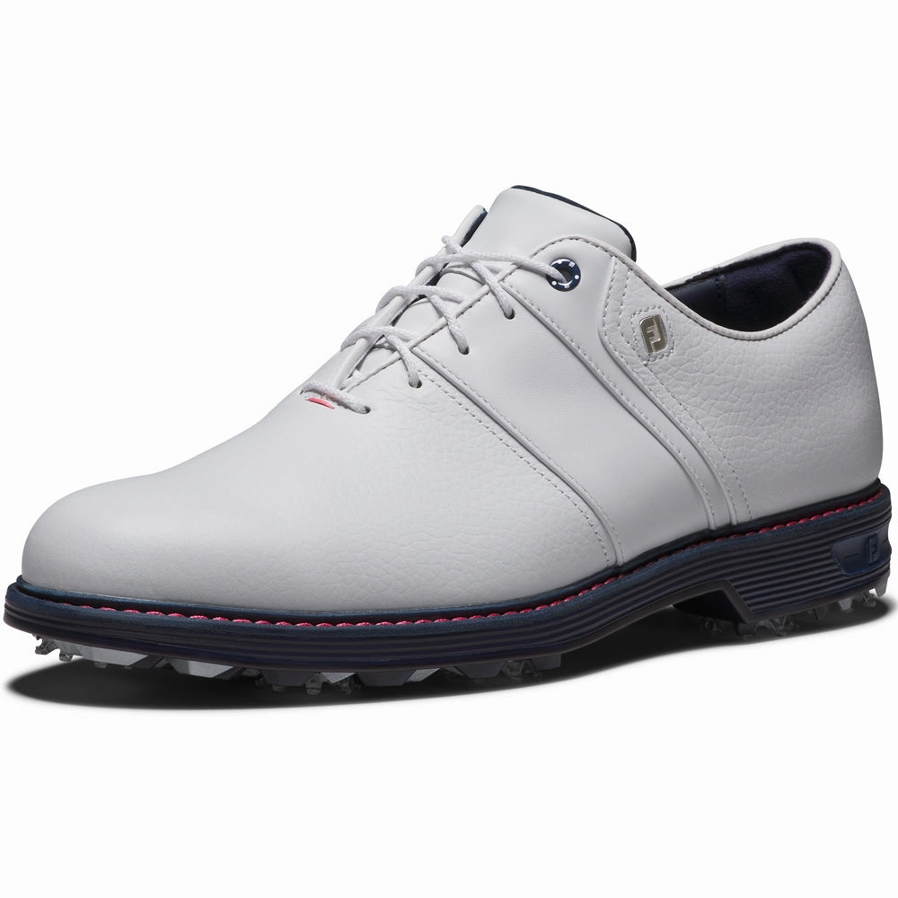 FootJoy Packard Spiked Shoes - White/Pink/Navy Pro Golf Traction