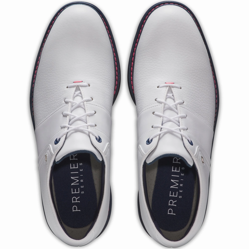 FootJoy Packard Spiked Shoes - White/Pink/Navy Pro Golf Traction