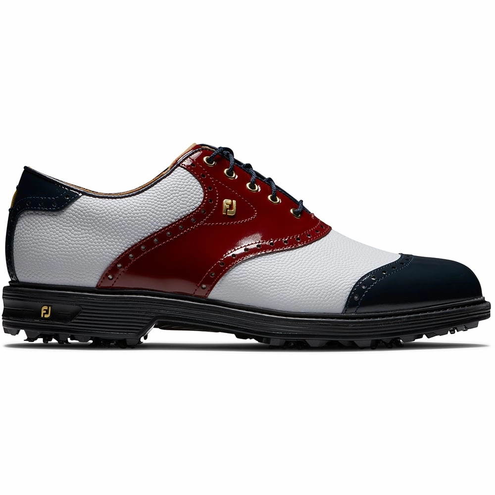 FootJoy Premiere 100 Year Celebration Limited Edition Spiked Waterproof Shoes - White/Red/Blue Footjoy golf footwear