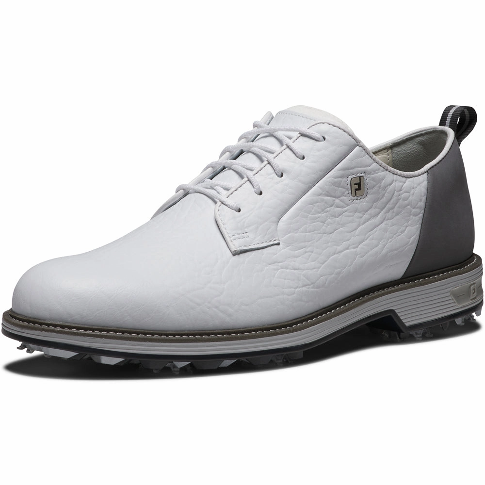 FootJoy Premiere Field LX Spiked Waterproof Shoes - White/Dk.Grey/Grey Pro Golf Traction