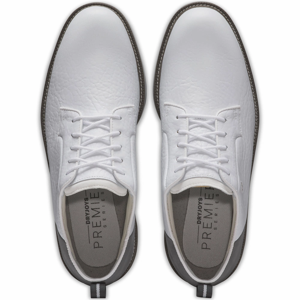 FootJoy Premiere Field LX Spiked Waterproof Shoes - White/Dk.Grey/Grey Pro Golf Traction