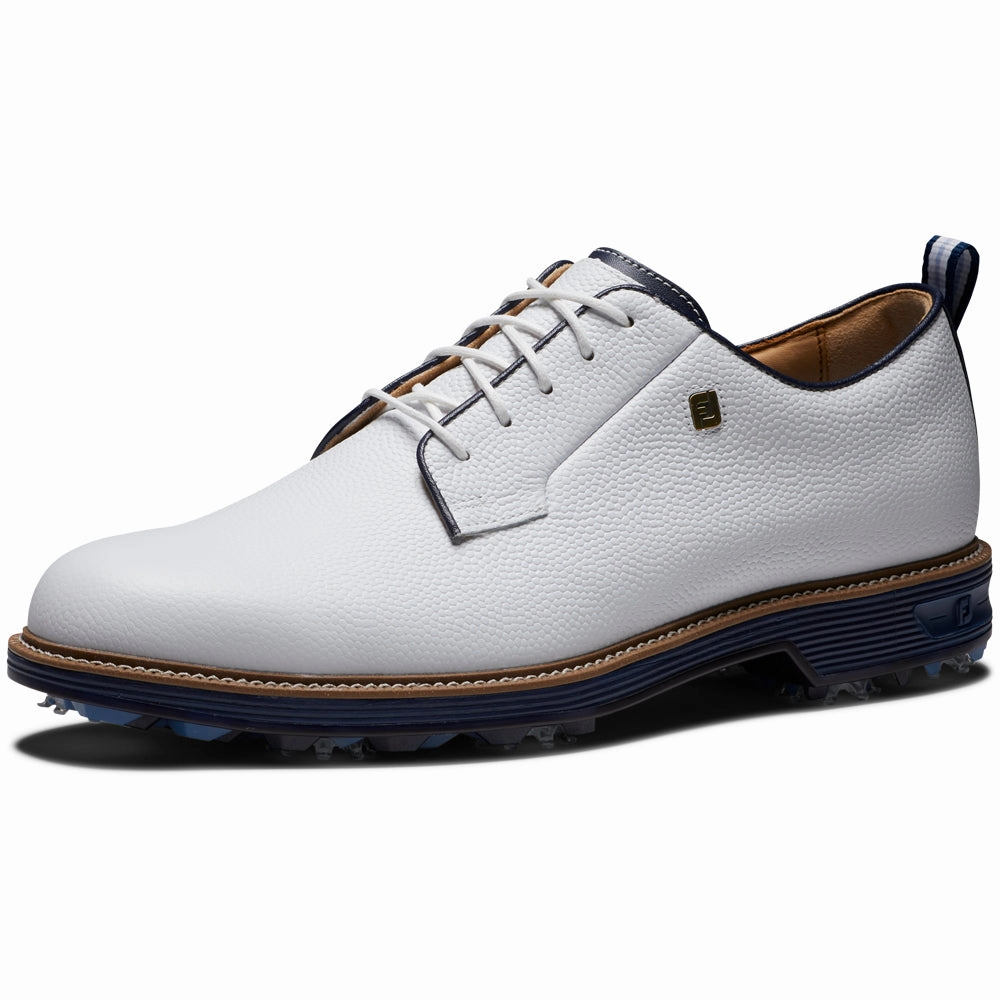 FootJoy Premiere Series Field Spiked Waterproof Shoes - White/Navy Pro Golf Traction