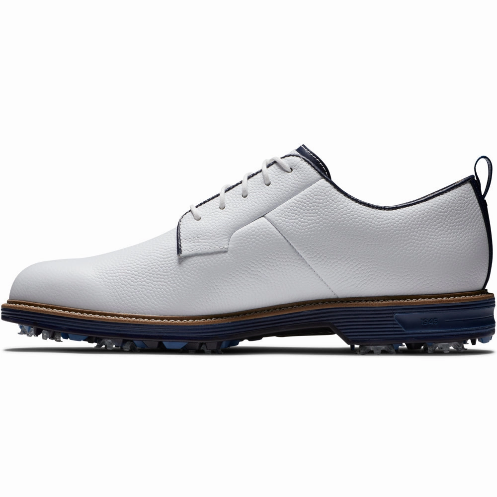 FootJoy Premiere Series Field Spiked Waterproof Shoes - White/Navy Pro Golf Traction