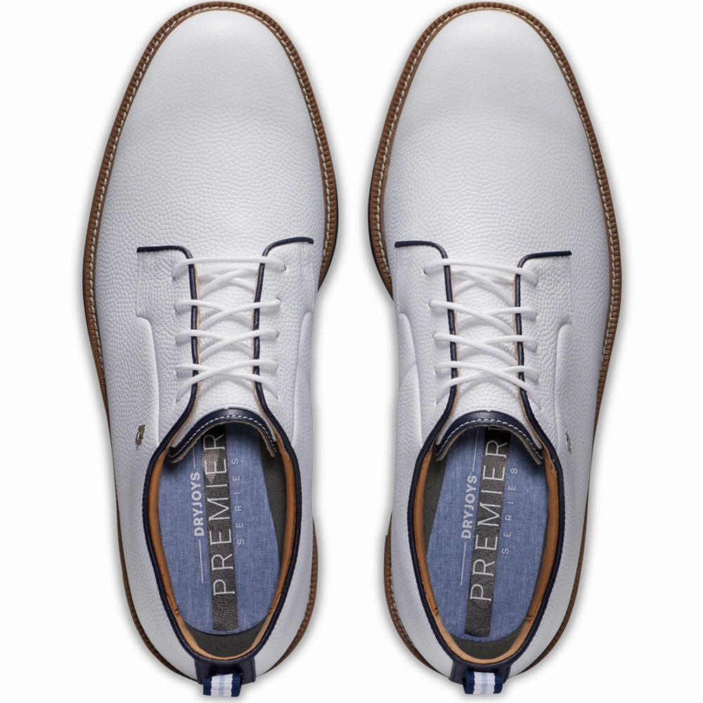 FootJoy Premiere Series Field Spiked Waterproof Shoes - White/Navy Pro Golf Traction