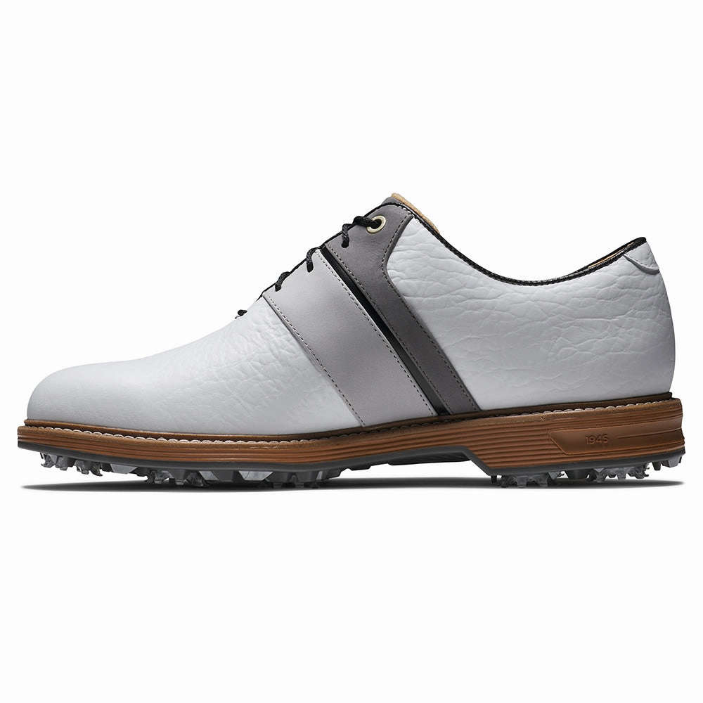 FootJoy Premiere Series Packard LX Spiked Waterproof Shoes - White/Grey/Black Pro Golf Traction