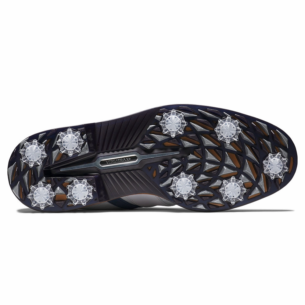 FootJoy Premiere Series Packard LX Spiked Waterproof Shoes - White/Navy/White Pro Golf Traction