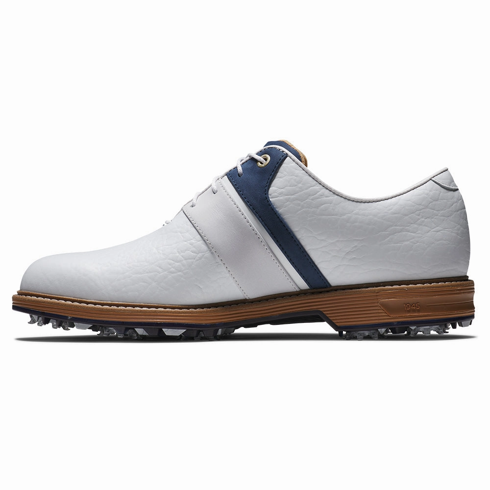 FootJoy Premiere Series Packard LX Spiked Waterproof Shoes - White/Navy/White Pro Golf Traction