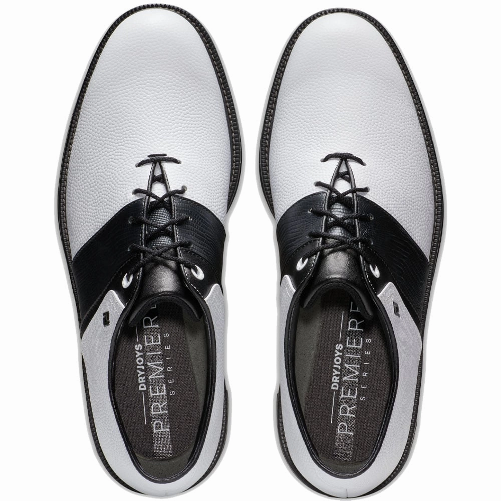 FootJoy Premiere Series Packard Spiked Waterproof Shoes - White/Black Pro Golf Traction