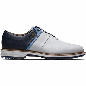 FootJoy Premiere Series Packard Spiked Waterproof Shoes - White/Blue/Navy Footjoy golf footwear
