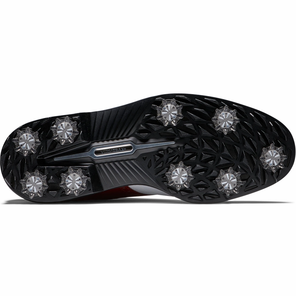 FootJoy Premiere Series Wilcox Spiked Waterproof Shoes - White/Navy/Wine Pro Golf Traction