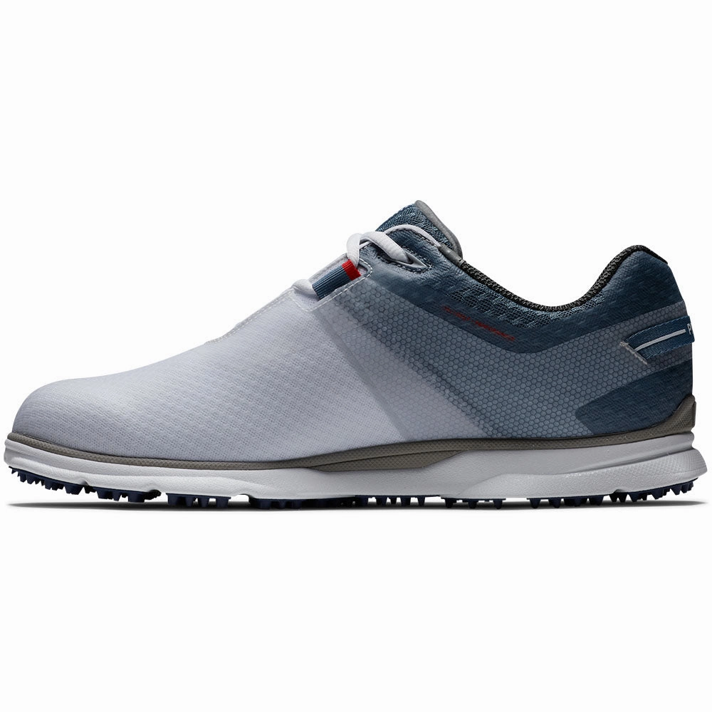FootJoy Pro SL Sport Spikeless Waterproof Shoes - White/Blue/Navy Pro Golf Traction